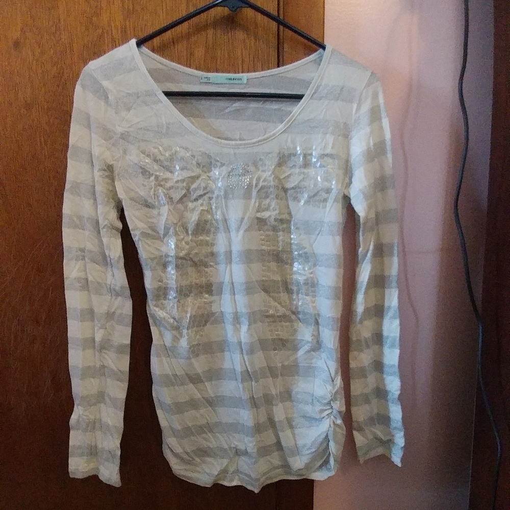NWOT Striped long sleeve bow shirt